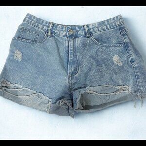 SHEIN Jean Shorts Raw Hem High Waisted Size 8 Womens